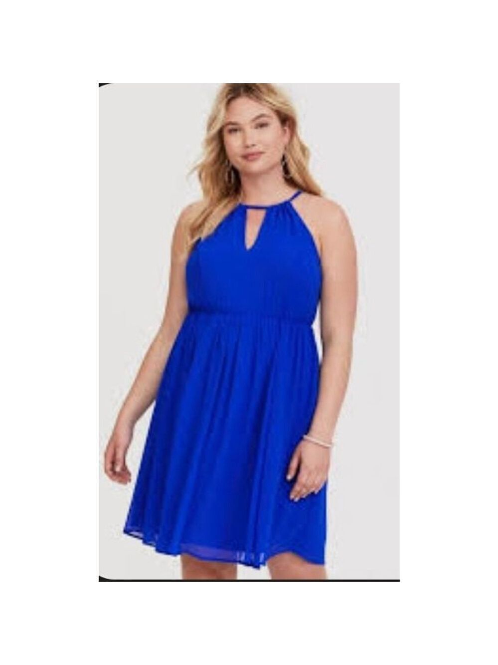 Women's Torrid Chiffon Halter Dress Size 14/16 Blue